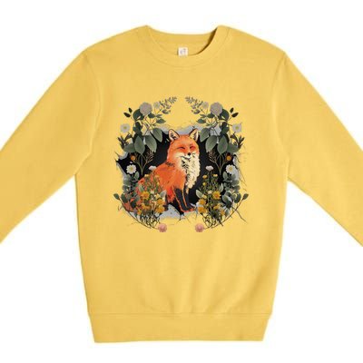 Mystical Fox Fairy Tale Forest Animals Forest Dwellers Nature Children Premium Crewneck Sweatshirt