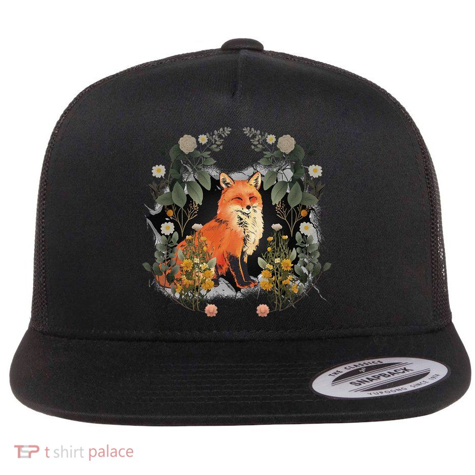 Mystical Fox Fairy Tale Forest Animals Forest Dwellers Nature Children Flat Bill Trucker Hat