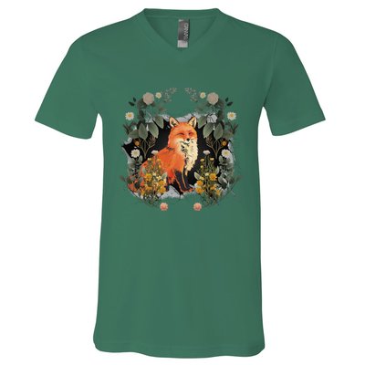 Mystical Fox Fairy Tale Forest Animals Forest Dwellers Nature Children V-Neck T-Shirt