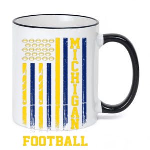 Michigan Football Fan American Flag 11oz Black Color Changing Mug