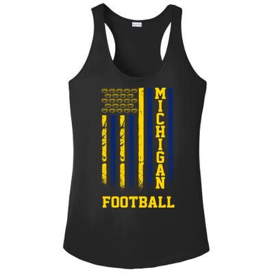 Michigan Football Fan American Flag Ladies PosiCharge Competitor Racerback Tank