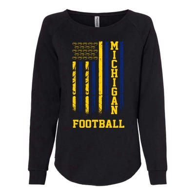 Michigan Football Fan American Flag Womens California Wash Sweatshirt