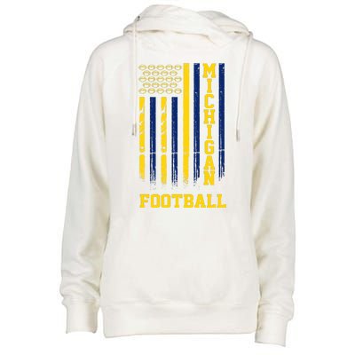 Michigan Football Fan American Flag Womens Funnel Neck Pullover Hood