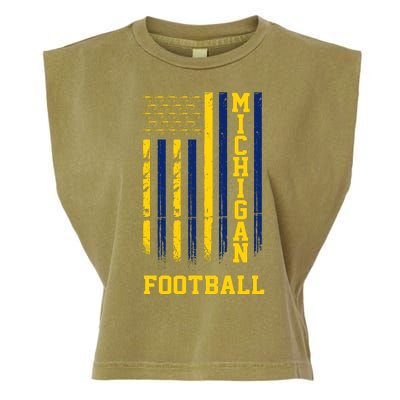 Michigan Football Fan American Flag Garment-Dyed Women's Muscle Tee