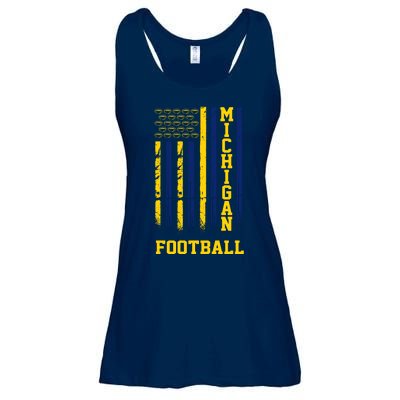 Michigan Football Fan American Flag Ladies Essential Flowy Tank