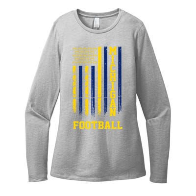 Michigan Football Fan American Flag Womens CVC Long Sleeve Shirt