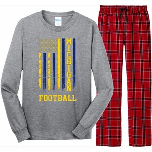 Michigan Football Fan American Flag Long Sleeve Pajama Set