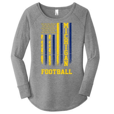 Michigan Football Fan American Flag Women's Perfect Tri Tunic Long Sleeve Shirt