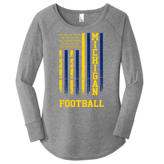 Michigan Football Fan American Flag Women's Perfect Tri Tunic Long Sleeve Shirt