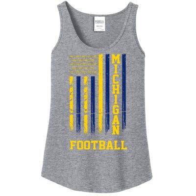 Michigan Football Fan American Flag Ladies Essential Tank