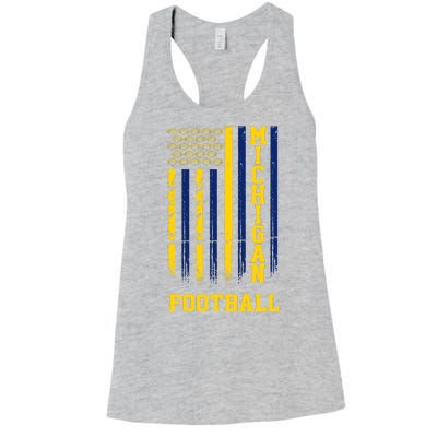 Michigan Football Fan American Flag Women's Racerback Tank