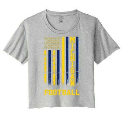 Michigan Football Fan American Flag Women's Crop Top Tee