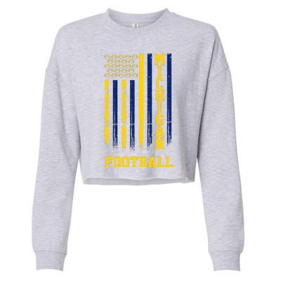 Michigan Football Fan American Flag Cropped Pullover Crew