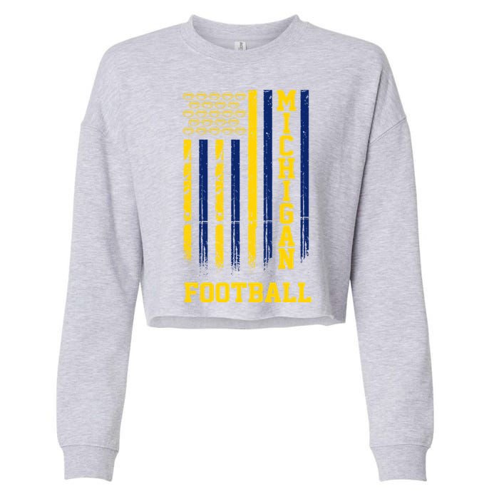 Michigan Football Fan American Flag Cropped Pullover Crew