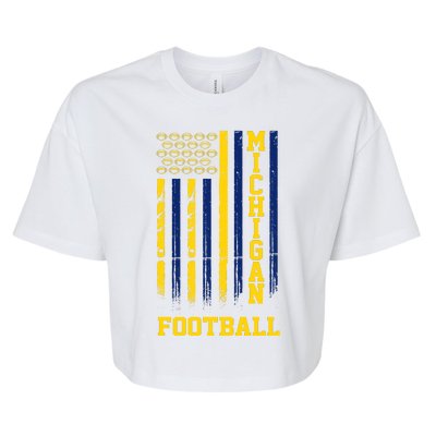 Michigan Football Fan American Flag Bella+Canvas Jersey Crop Tee