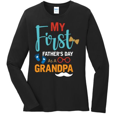 My First Father's Day As A Grandpa Ladies Long Sleeve Shirt