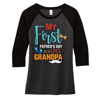 My First Father's Day As A Grandpa Women's Tri-Blend 3/4-Sleeve Raglan Shirt