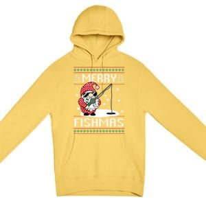 Merry Fishmas Fishing Gnome Christmas Santa Fisher Gift Premium Pullover Hoodie