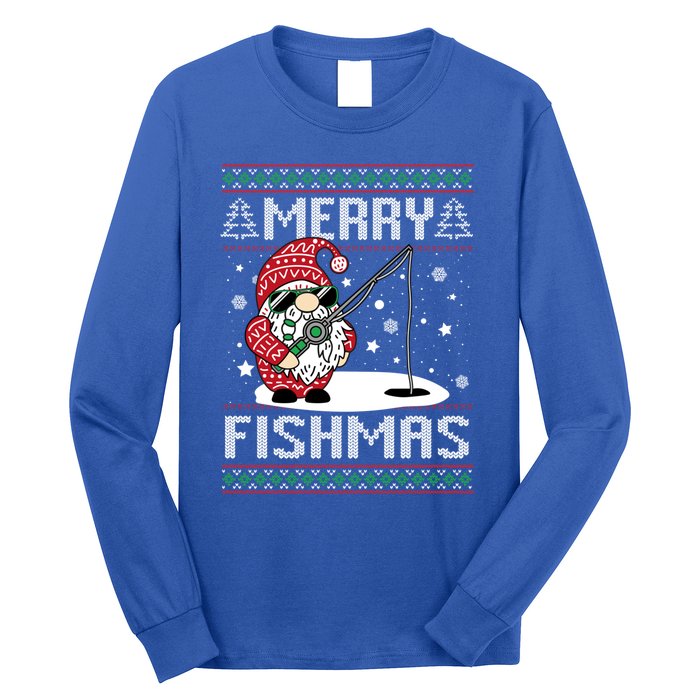 Merry Fishmas Fishing Gnome Christmas Santa Fisher Gift Long Sleeve Shirt