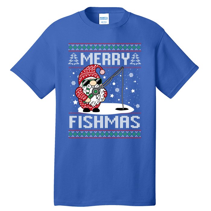 Merry Fishmas Fishing Gnome Christmas Santa Fisher Gift Tall T-Shirt