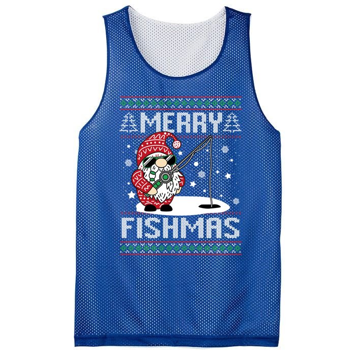 Merry Fishmas Fishing Gnome Christmas Santa Fisher Gift Mesh Reversible Basketball Jersey Tank