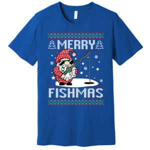 Merry Fishmas Fishing Gnome Christmas Santa Fisher Gift Premium T-Shirt