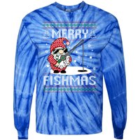 Merry Fishmas Fishing Gnome Christmas Santa Fisher Gift Tie-Dye Long Sleeve Shirt