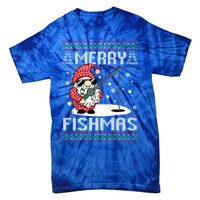 Merry Fishmas Fishing Gnome Christmas Santa Fisher Gift Tie-Dye T-Shirt