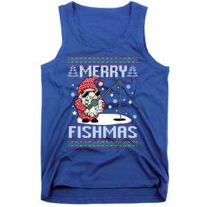 Merry Fishmas Fishing Gnome Christmas Santa Fisher Gift Tank Top