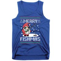 Merry Fishmas Fishing Gnome Christmas Santa Fisher Gift Tank Top