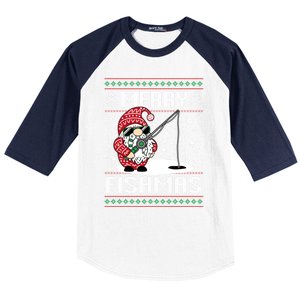 Merry Fishmas Fishing Gnome Christmas Santa Fisher Gift Baseball Sleeve Shirt