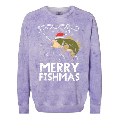 Merry Fishmas Fish Fishing Christmas Pajamas Christmas Gift Colorblast Crewneck Sweatshirt