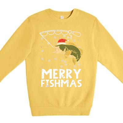 Merry Fishmas Fish Fishing Christmas Pajamas Christmas Gift Premium Crewneck Sweatshirt