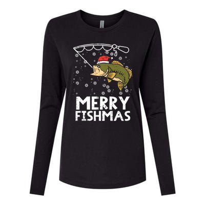 Merry Fishmas Fish Fishing Christmas Pajamas Christmas Gift Womens Cotton Relaxed Long Sleeve T-Shirt