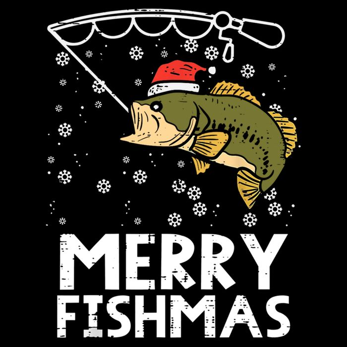 Merry Fishmas Fish Fishing Christmas Pajamas Christmas Gift Cooling Performance Crew T-Shirt