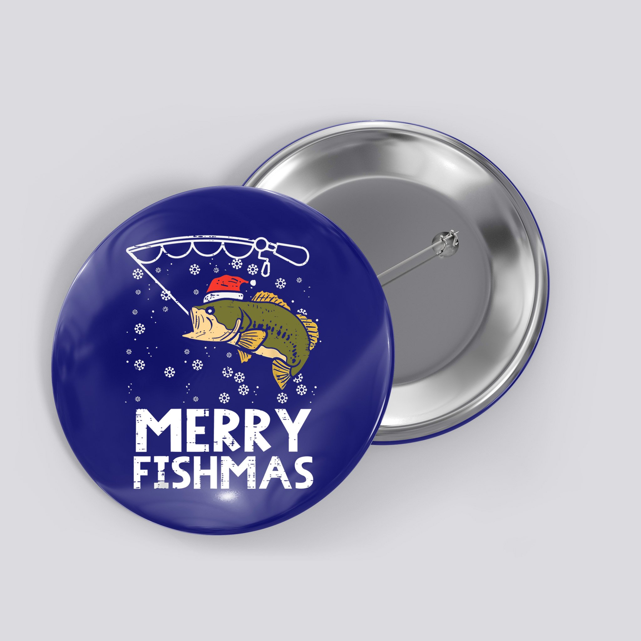 Merry Fishmas Fish Fishing Christmas Pajamas Christmas Gift Button