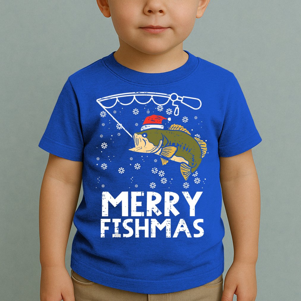 Merry Fishmas Fish Fishing Christmas Pajamas Christmas Gift Toddler T-Shirt