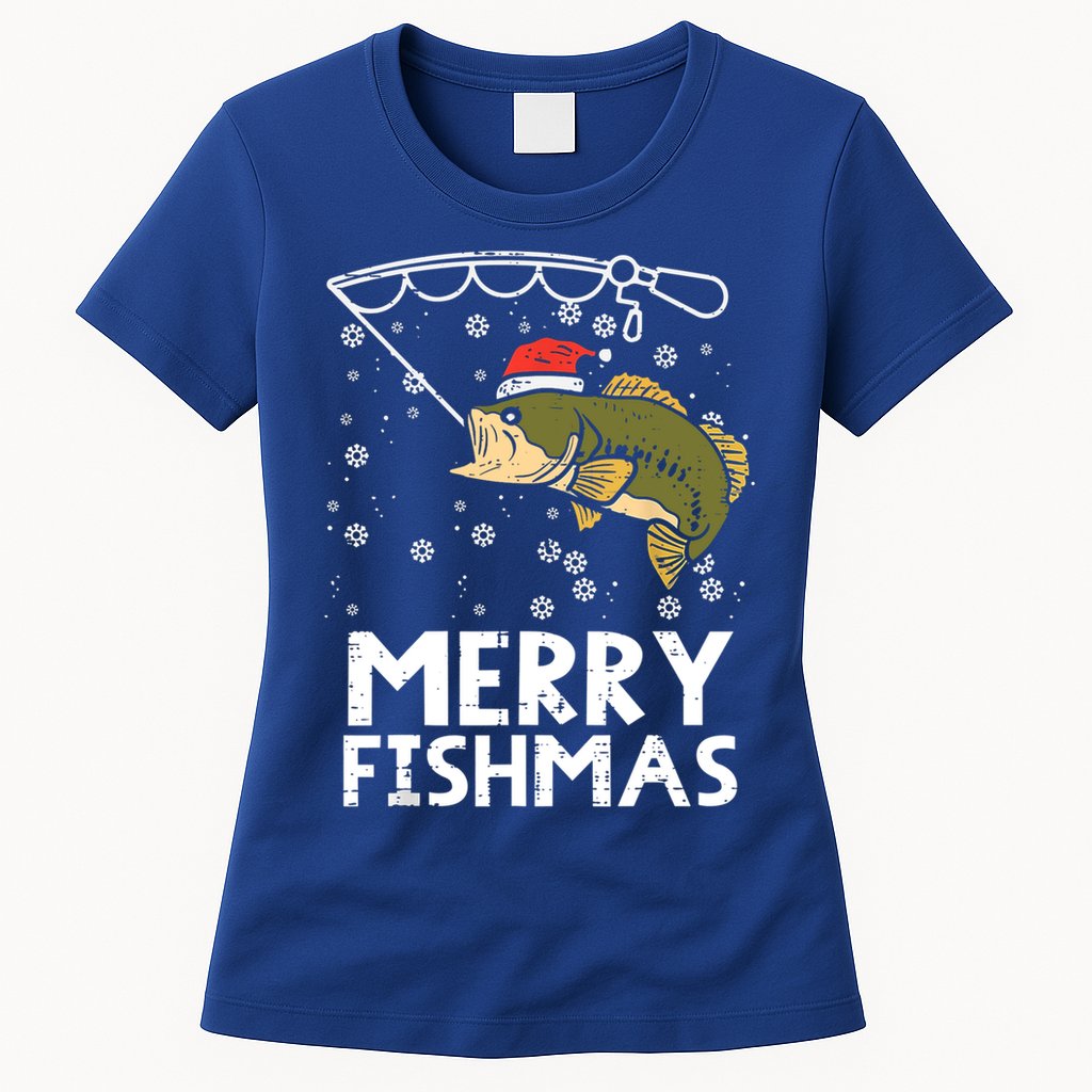 Merry Fishmas Fish Fishing Christmas Pajamas Christmas Gift Womens T-Shirt