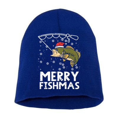 Merry Fishmas Fish Fishing Christmas Pajamas Christmas Gift Short Acrylic Beanie