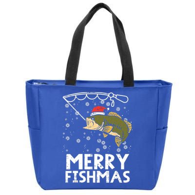 Merry Fishmas Fish Fishing Christmas Pajamas Christmas Gift Zip Tote Bag