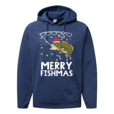 Merry Fishmas Fish Fishing Christmas Pajamas Christmas Gift Performance Fleece Hoodie