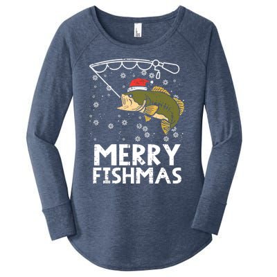 Merry Fishmas Fish Fishing Christmas Pajamas Christmas Gift Women's Perfect Tri Tunic Long Sleeve Shirt