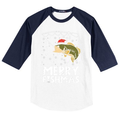 Merry Fishmas Fish Fishing Christmas Pajamas Christmas Gift Baseball Sleeve Shirt