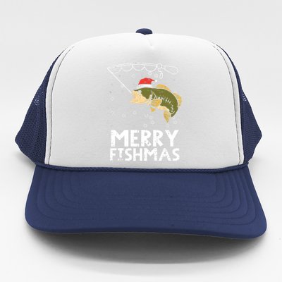 Merry Fishmas Fish Fishing Christmas Pajamas Christmas Gift Trucker Hat