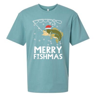 Merry Fishmas Fish Fishing Christmas Pajamas Christmas Gift Sueded Cloud Jersey T-Shirt