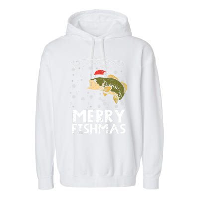 Merry Fishmas Fish Fishing Christmas Pajamas Christmas Gift Garment-Dyed Fleece Hoodie