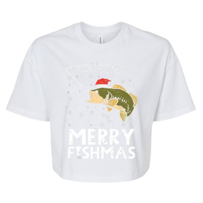 Merry Fishmas Fish Fishing Christmas Pajamas Christmas Gift Bella+Canvas Jersey Crop Tee