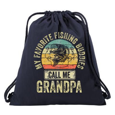 My Favorite Fishing Buddies Call Me Grandpa Fisherman Drawstring Bag