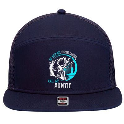 My Favorite Fishing Buddies Call Me Auntie 7 Panel Mesh Trucker Snapback Hat