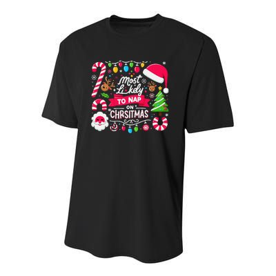 Matching For Family Most Likely To Nap On Christmas Cool Youth Performance Sprint T-Shirt